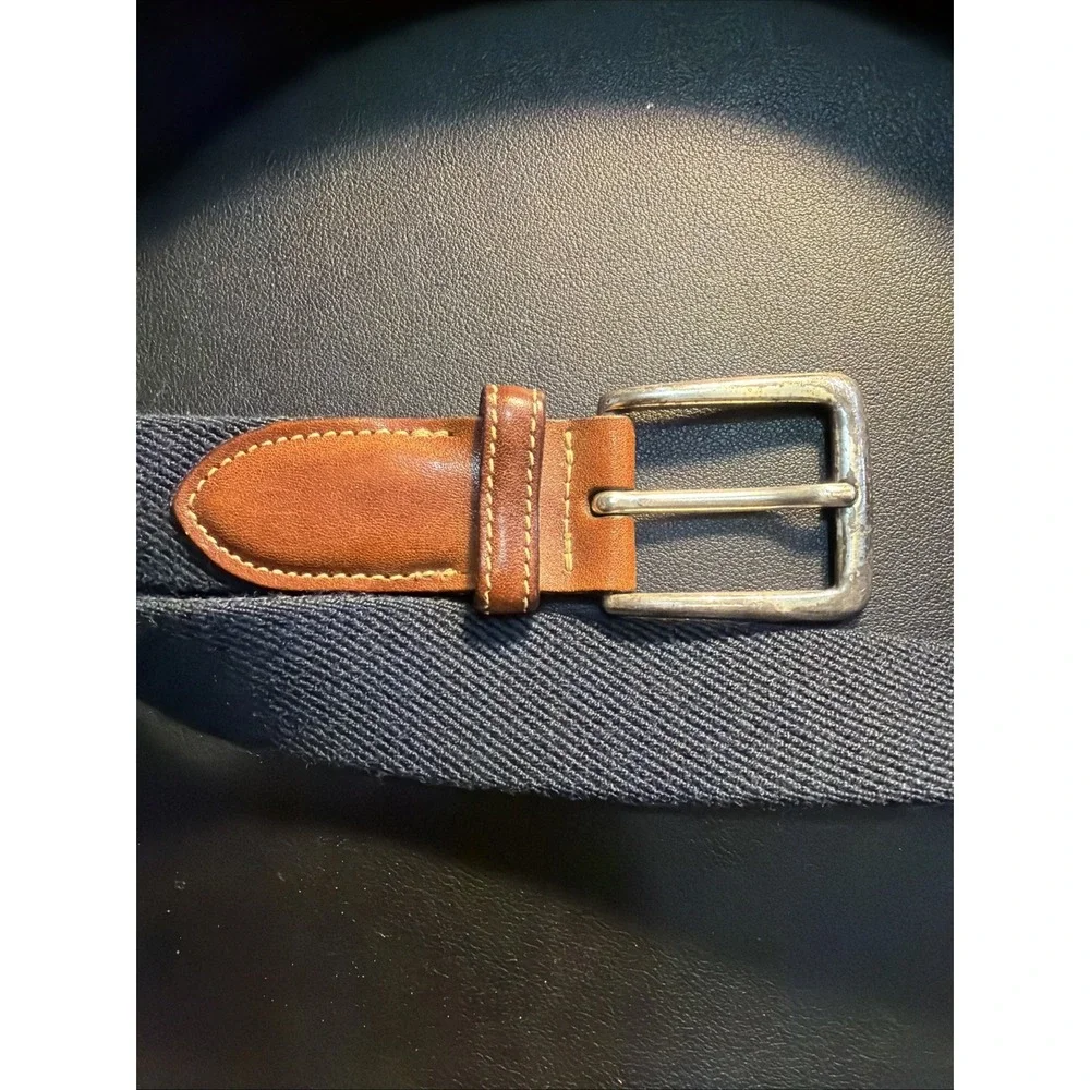 Brooks Brothers Navy Grosgrain And Leather Casual Belt, Size 38!